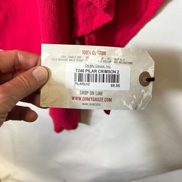 Oh My Gauze! Red Asymmetrical Blouse - Picture 7 of 15